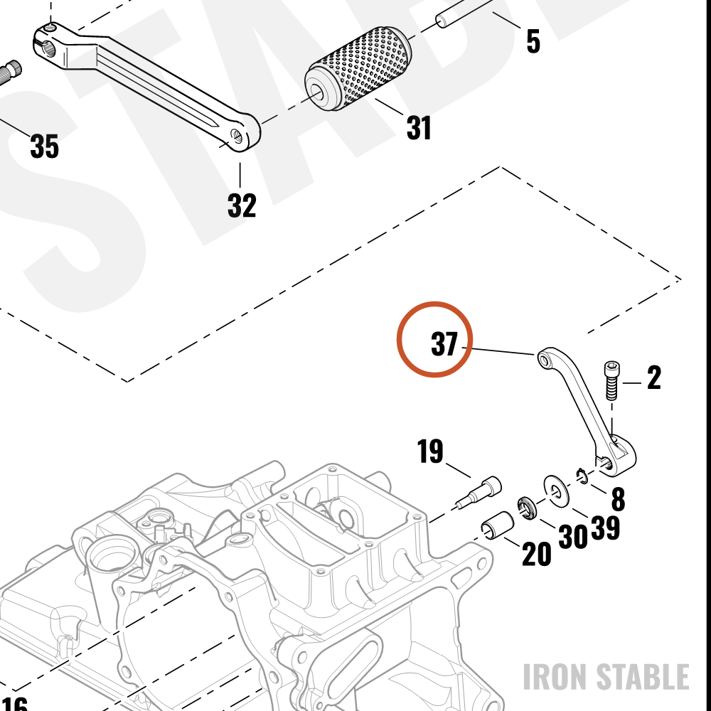 Harley-Davidson Lever, Engn Shf, Chrome