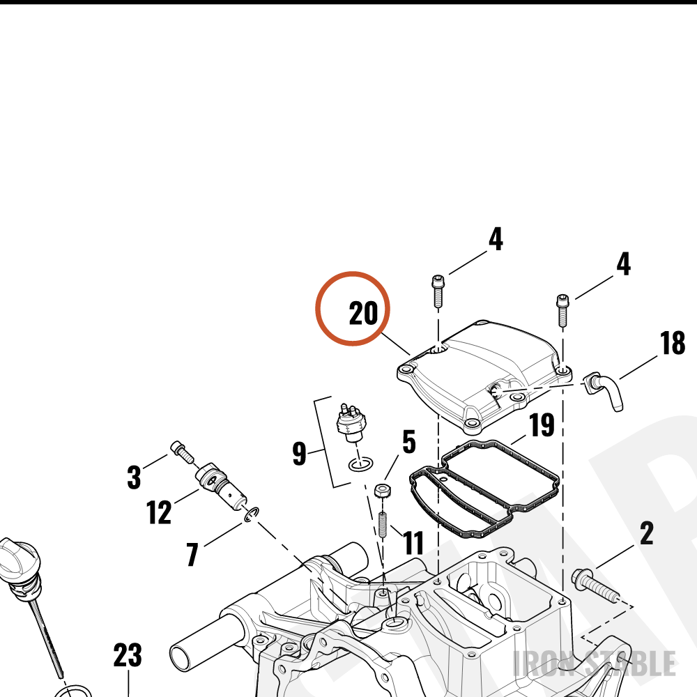 Harley-Davidson Cover, Xmsn Top, Assembly