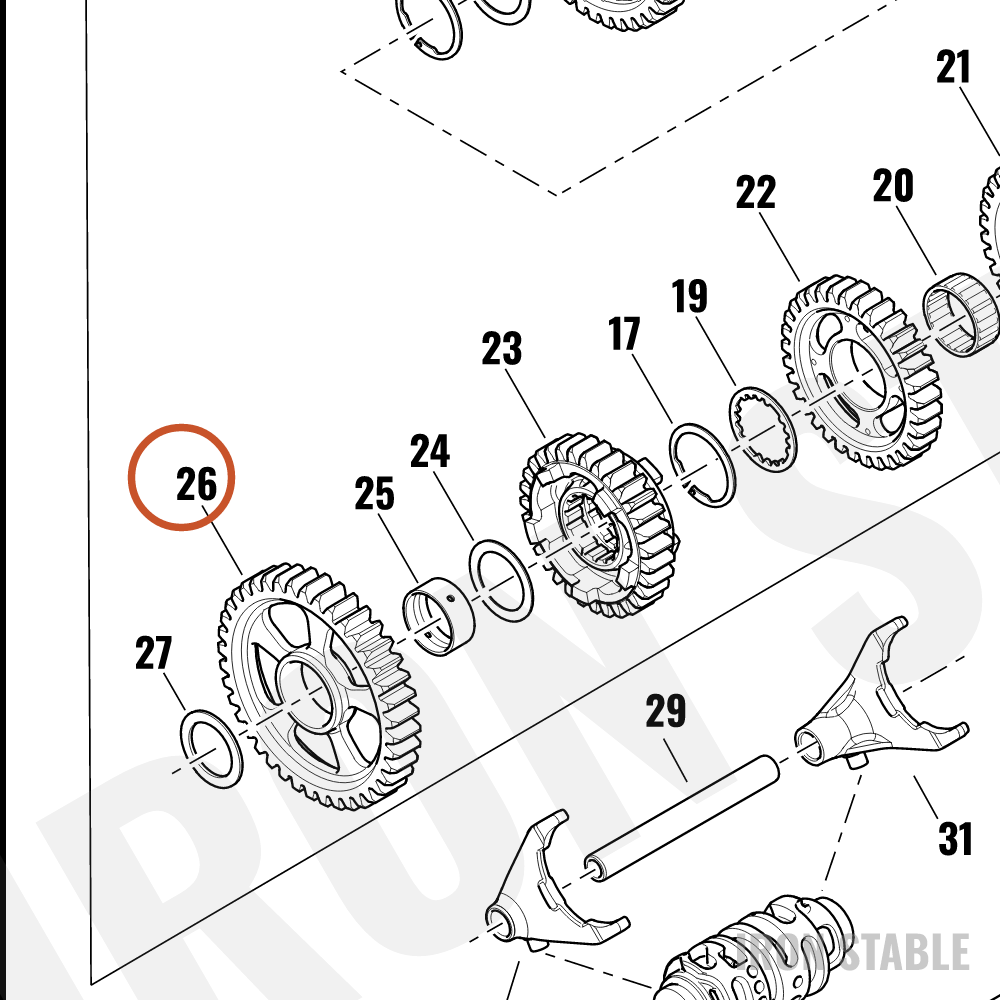 Harley-Davidson Gear, Xmsn, 1st, Output Shaft