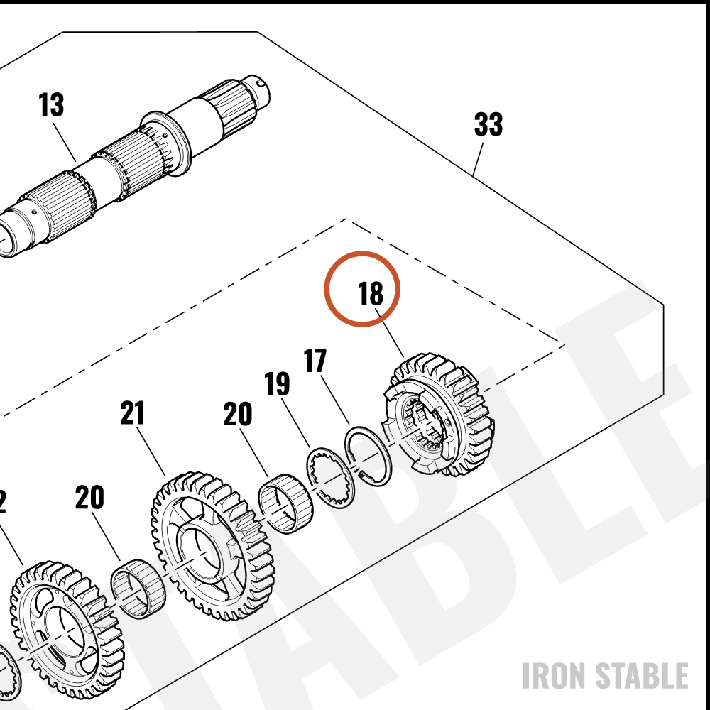 Harley-Davidson Gear, Xmsn, 6th, Output Shaft