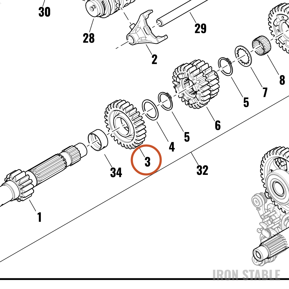 Harley-Davidson Gear, Xmsn, 5th, Input Shaft