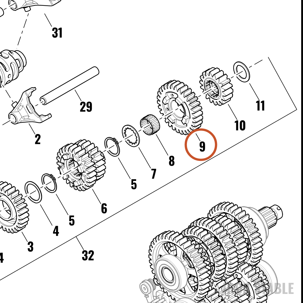 Harley-Davidson Gear, Xmsn, 6th, Input Shaft