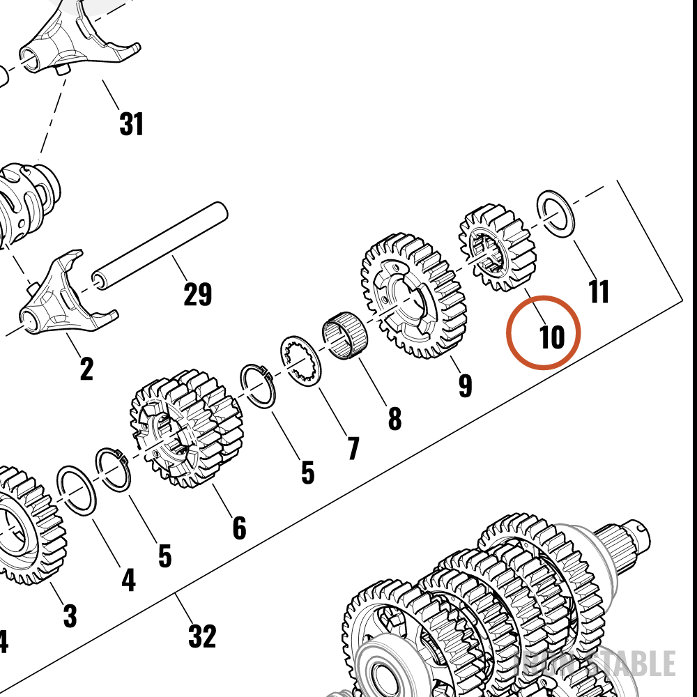Harley-Davidson Gear, Xmsn, 2nd, Input Shaft