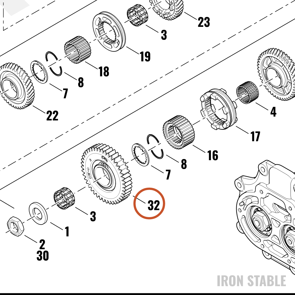 Harley-Davidson Countershaft, Xmsn, 1st Gear, Sci