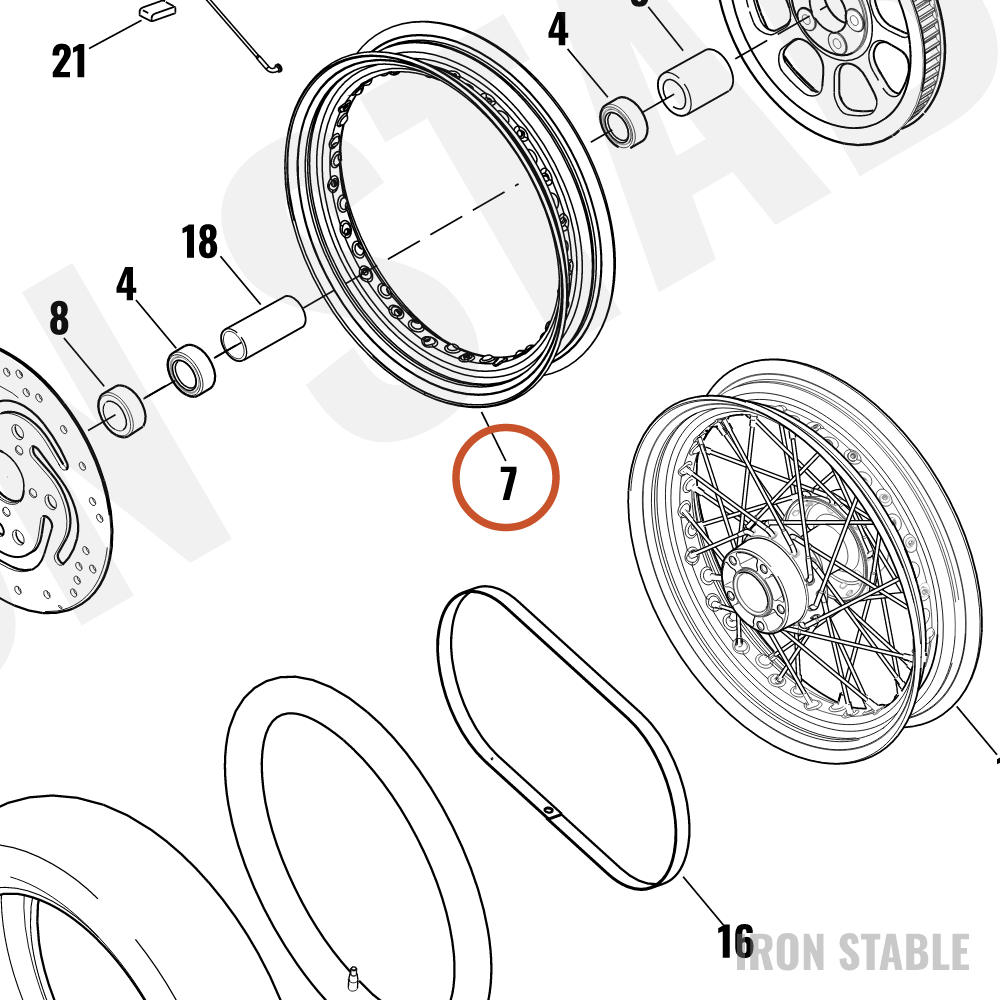 Harley-Davidson Rim, Whl, Rr, Lcd, Chrome, 17x4.5