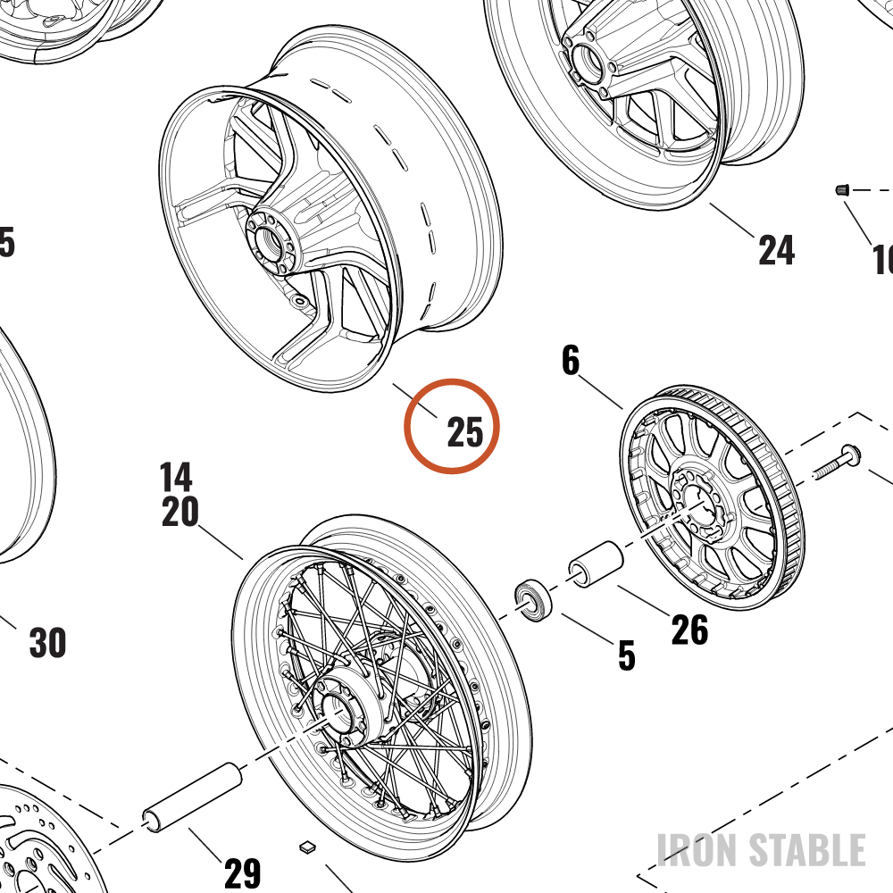 Harley-Davidson Whl, Rr, 10spk, Blk, 18x8