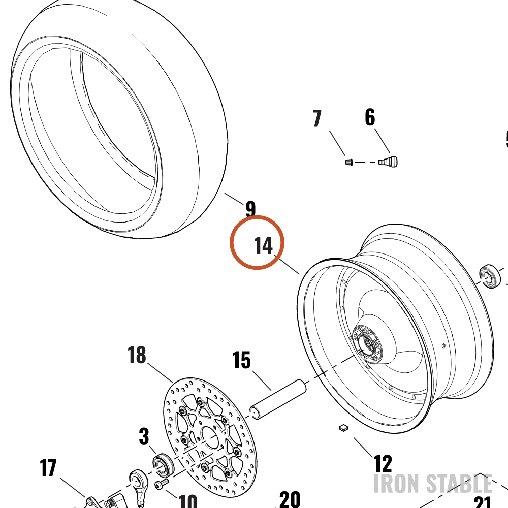 Harley-Davidson Whl, Rr, Solid Disk, Blk, 18x8