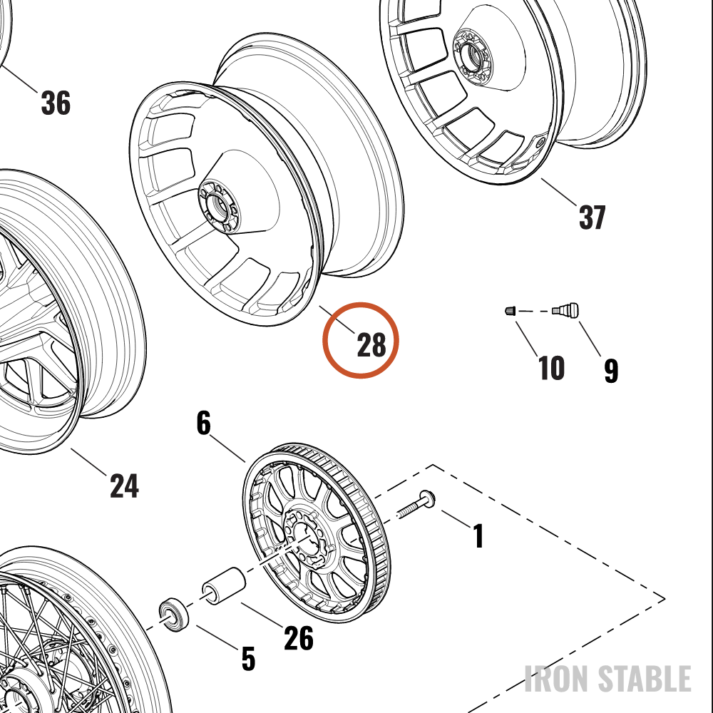 Harley-Davidson Whl, Rr, Disc, Abs, Clr, 18x8