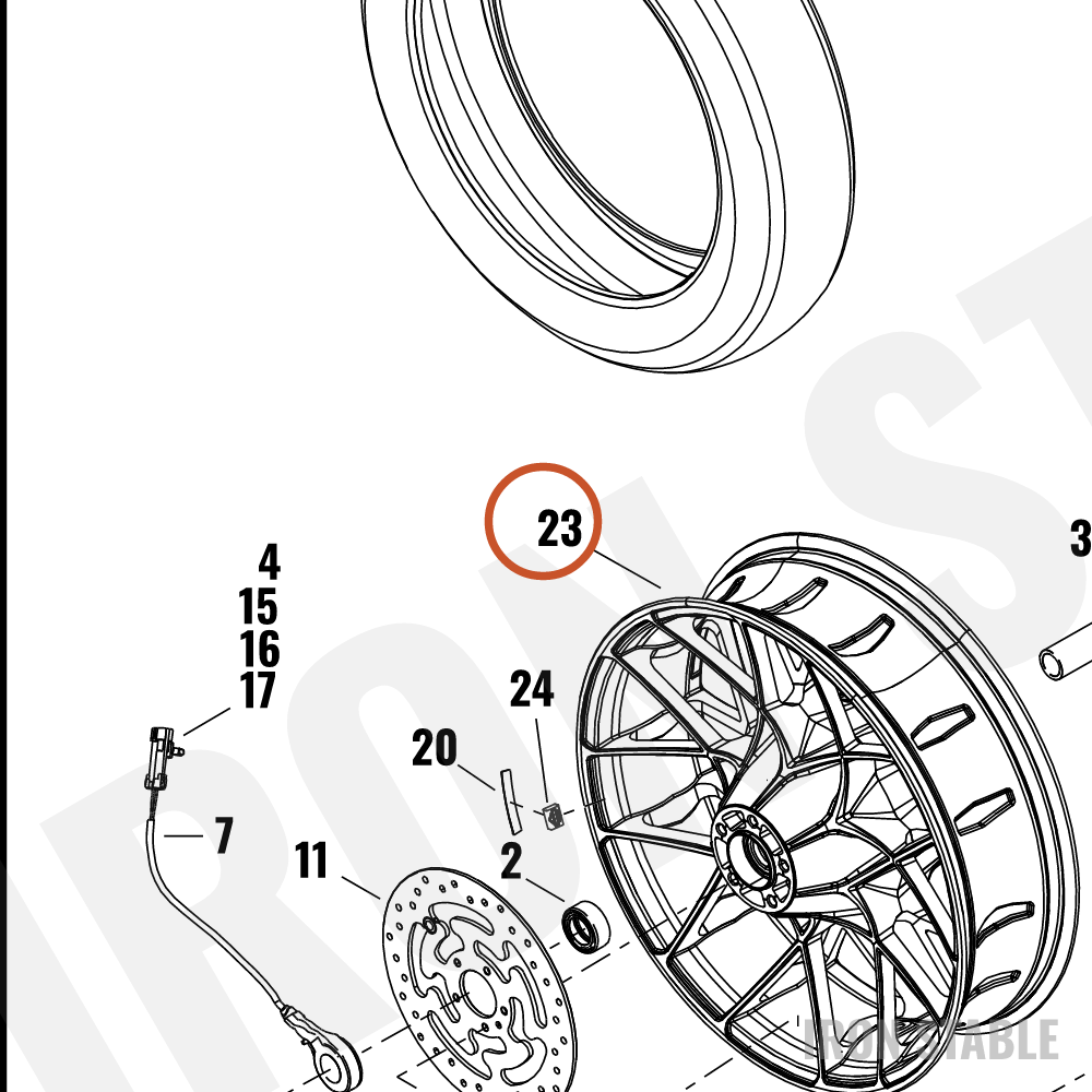 Harley-Davidson Whl Assembly, Rr, S/7spk, Gra, 18x5