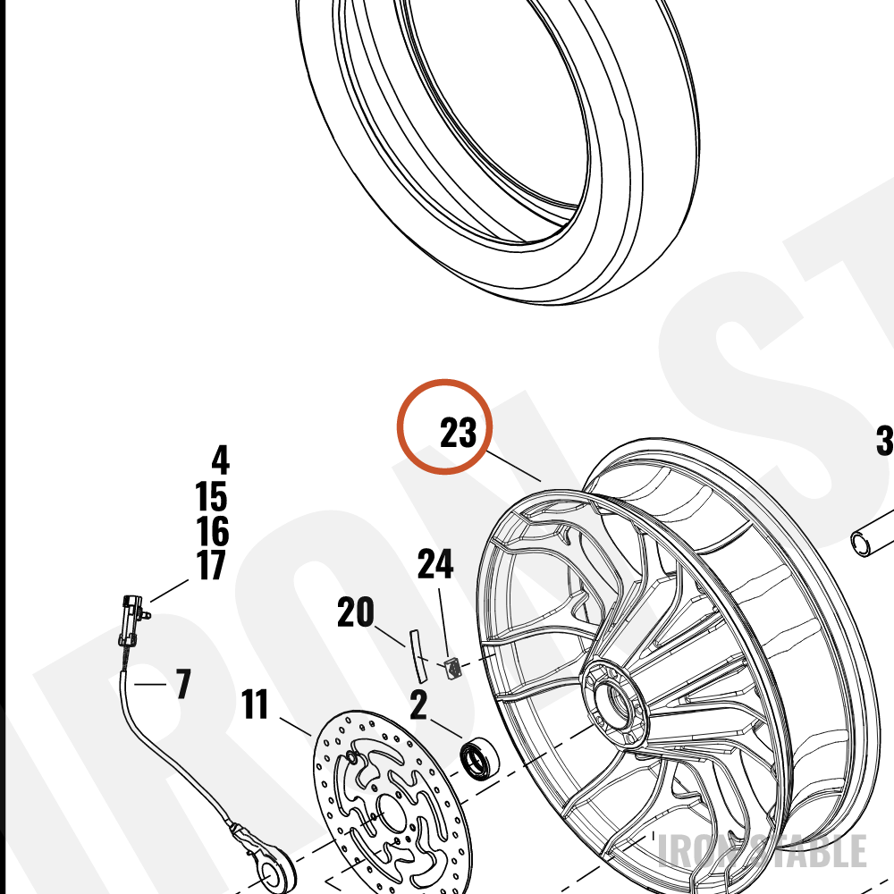 Harley-Davidson Whl Assembly, Rr, S/7spk, Smk Satin, 1