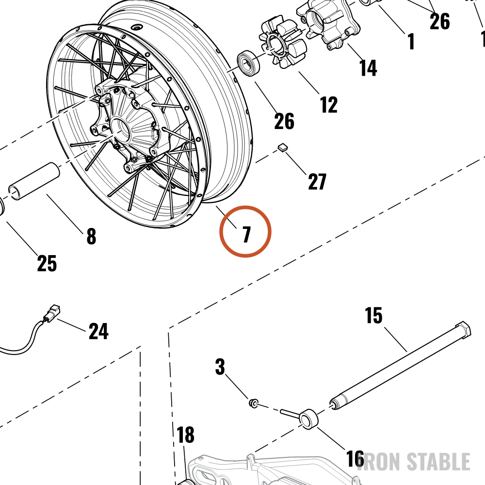 Harley-Davidson Kit, Rr Whl, 17inch, Laced