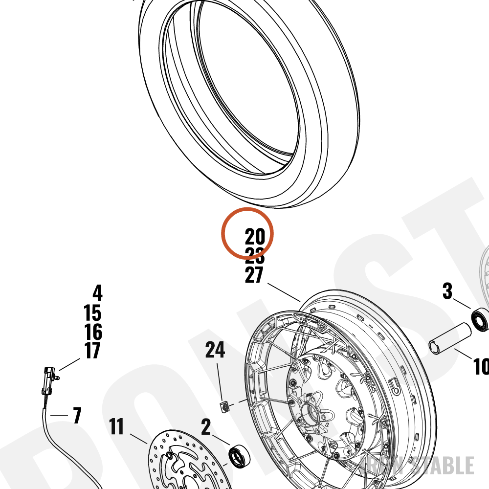 Harley-Davidson Whl, Rr, Lcd32, Gblk/Scchrm, 18x5