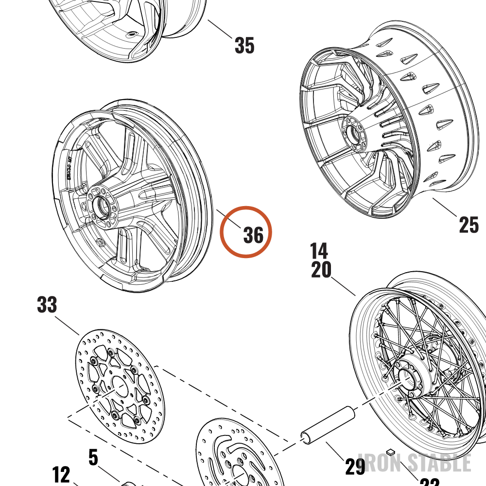 Harley-Davidson Whl, Rr, 6 Spk, Sil, 16x3