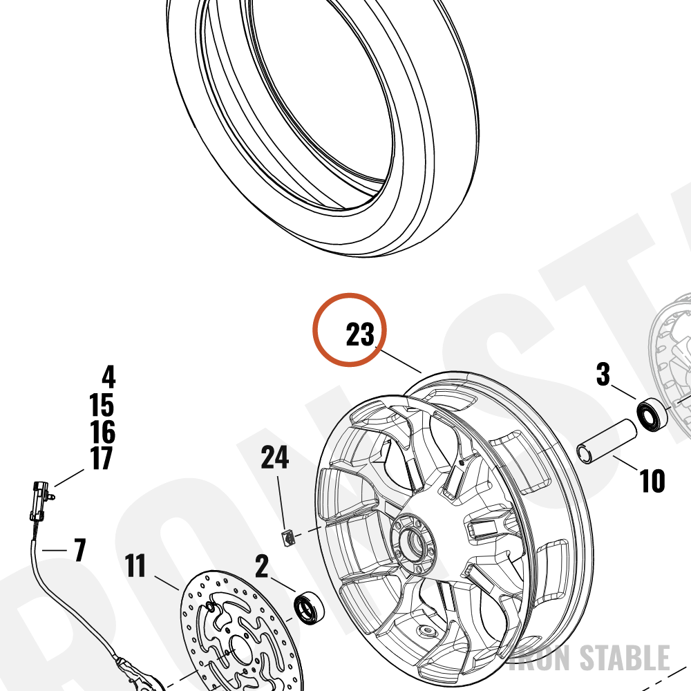 Harley-Davidson Whl, Rr, 7spk, Gblk, 18x5