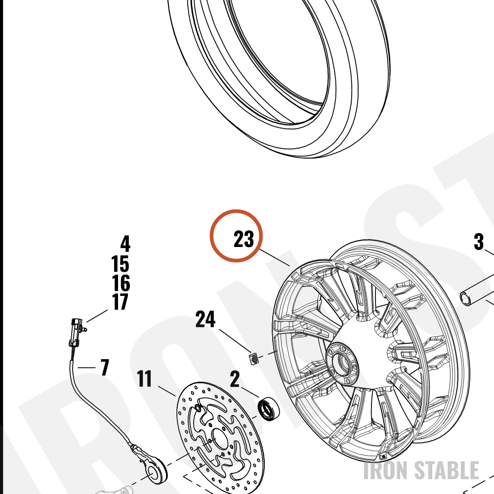 Harley-Davidson Whl, Rr, 9spk, Gblk/Scchrm, 18x5