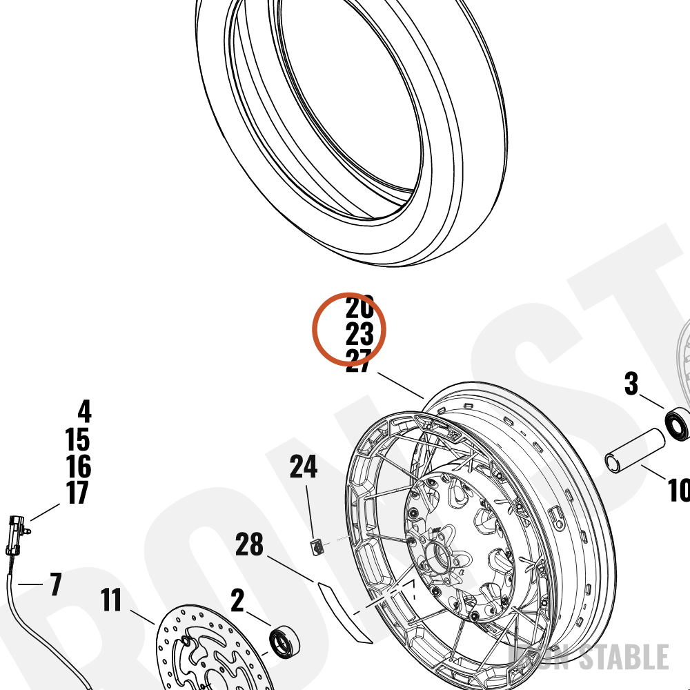 Harley-Davidson Whl, Rr, Lcd32, Gblk/Scchrm, Pb