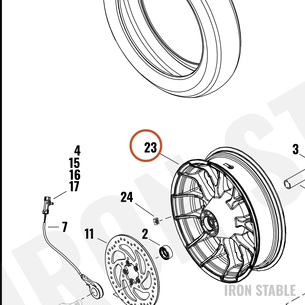 Harley-Davidson Whl, Rr, S/7spk, Slr/Cc, Med, 18x5