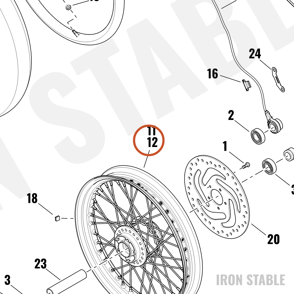 Harley-Davidson Rim, Whl, Lcd, Blk, 19x2.5