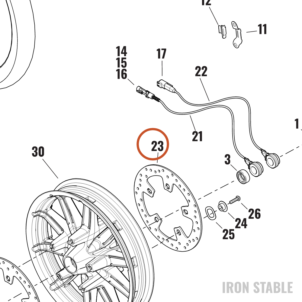 Harley-Davidson Rotor, Brake, Fr, Ring, 7 Pin