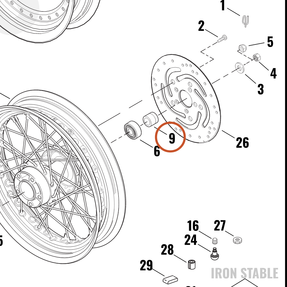 Harley-Davidson Spacer, Axle, Front