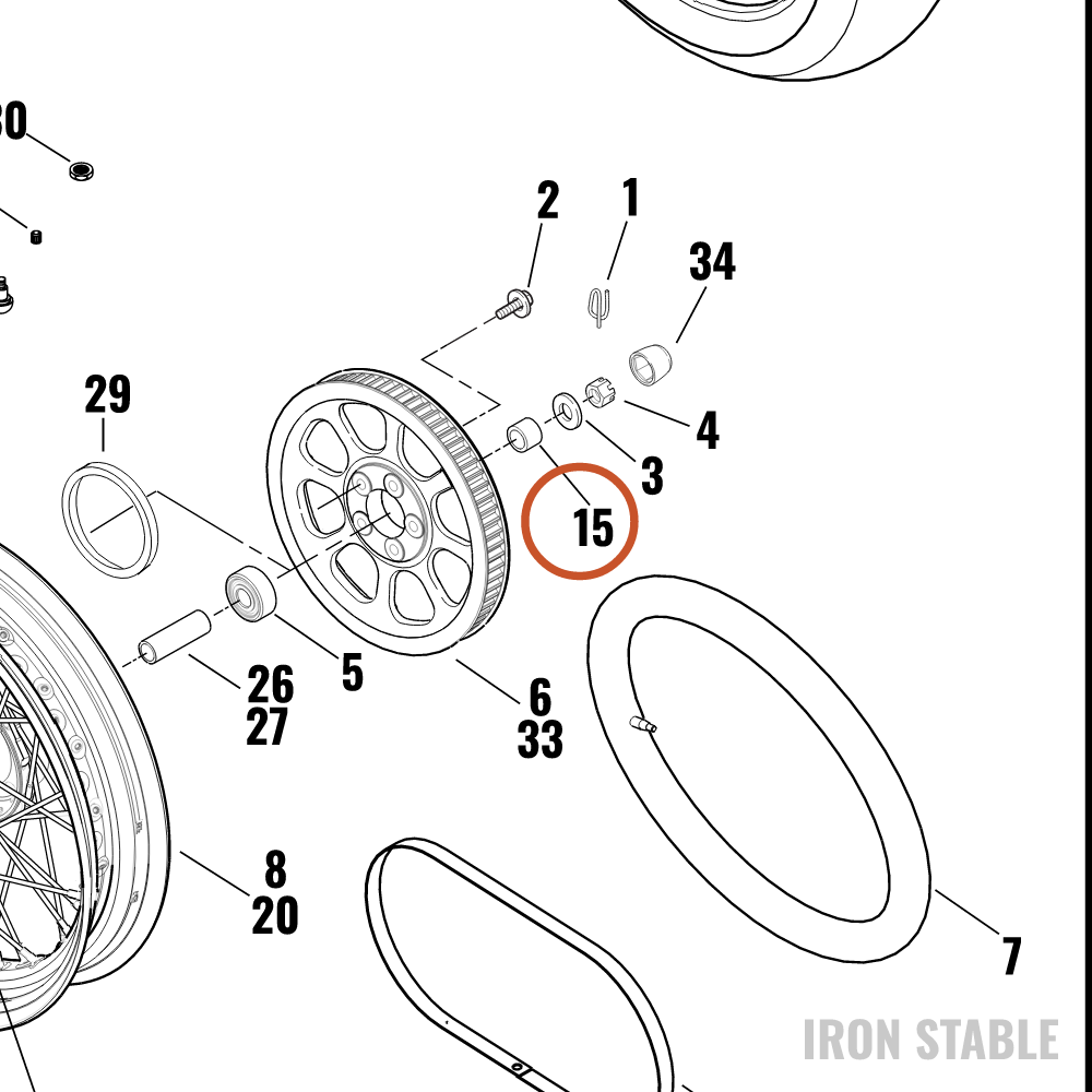Harley-Davidson Spacer, Rr Whl Brng/Zinc Plt
