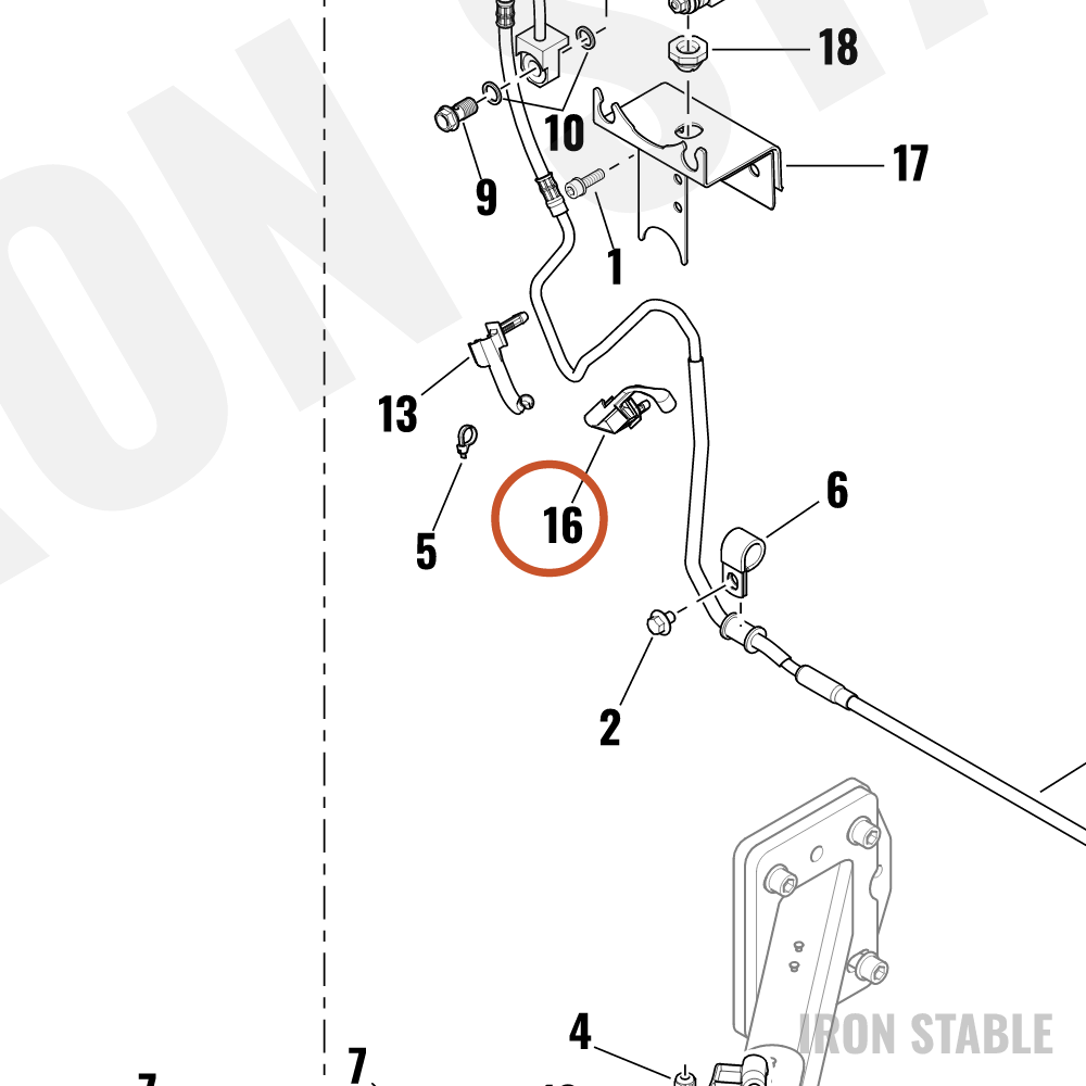 Harley-Davidson Bracket W/P-Clip, Lower Frame Rai