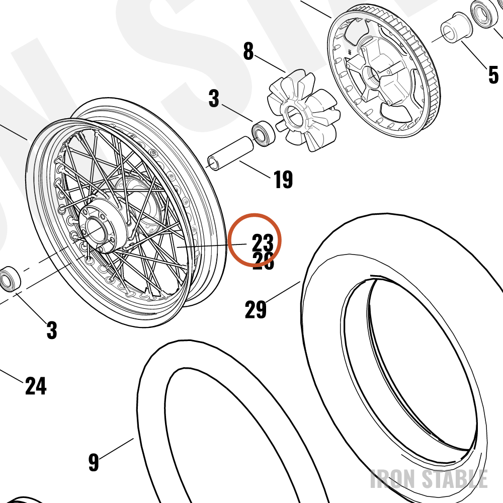Harley-Davidson Kit, Spoke/Nipple, 4mm/Flhrc