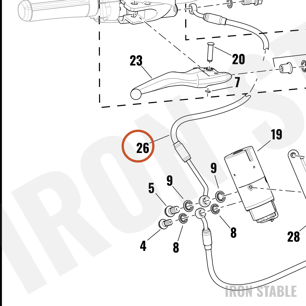Harley-Davidson Brake Line, Front, Hcu-Master Cyl