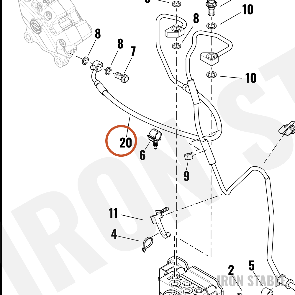 Harley-Davidson Brake Line, Ehcu, Rr Caliper