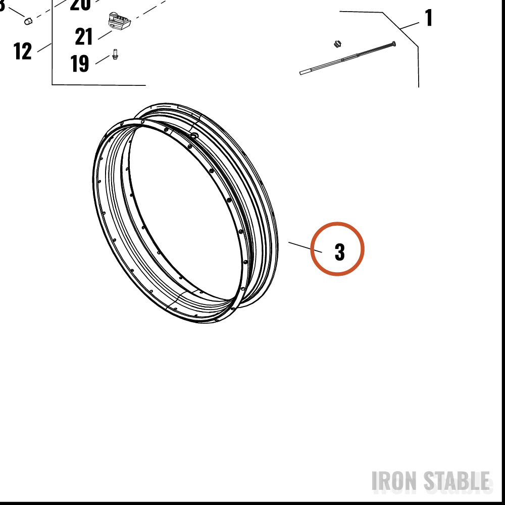 Harley-Davidson Rim, Whl, Fr, Lcd, 19x3