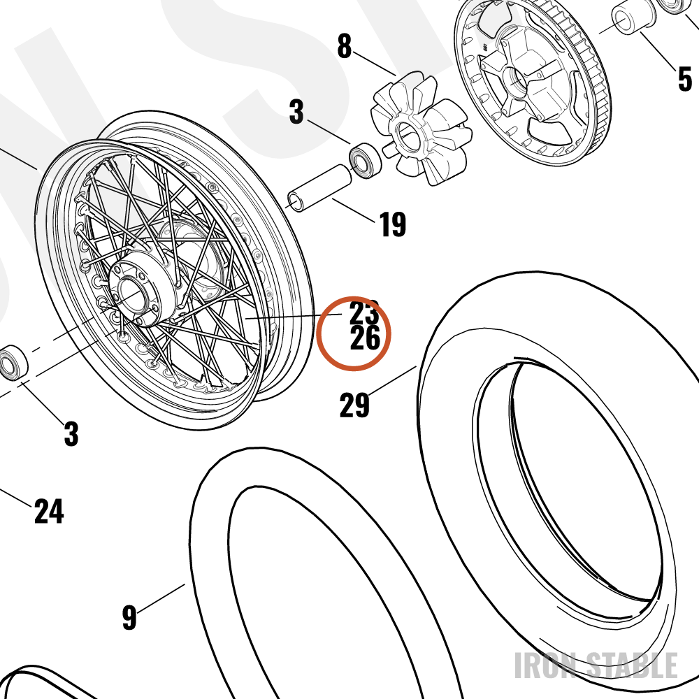 Harley-Davidson Kit, Spoke/Nipple, 4mm/Chrome, F
