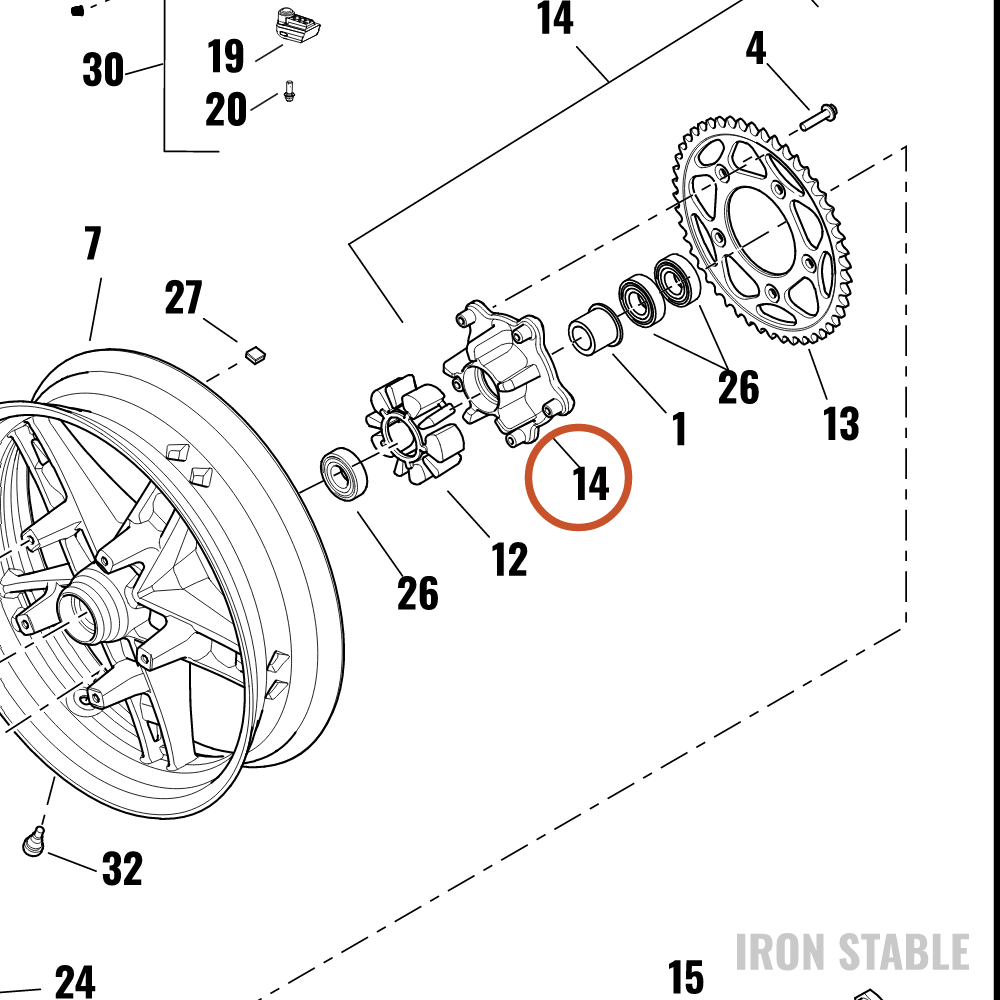 Harley-Davidson Sprocket, Whl, Chain Hub Assembly