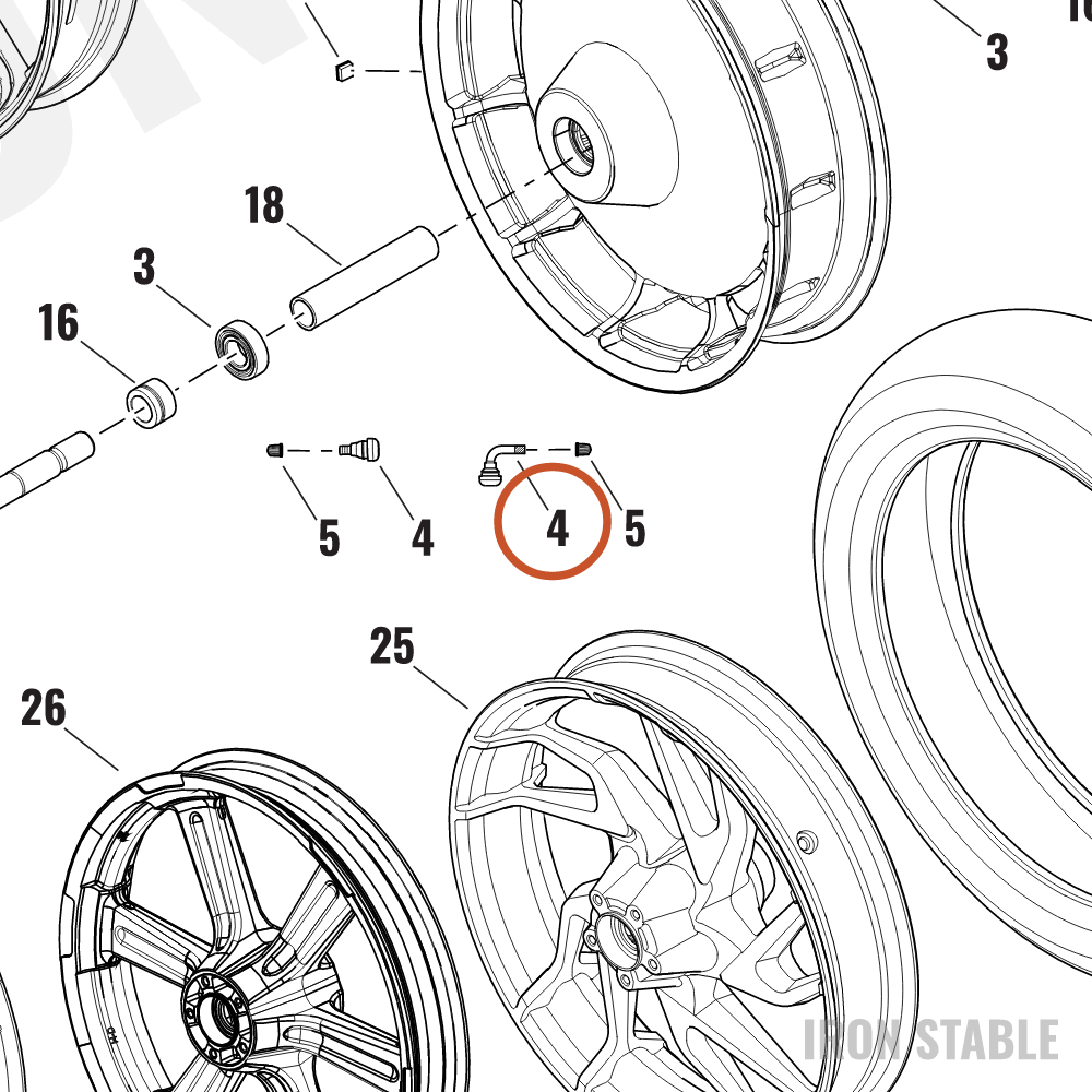 Harley-Davidson Valve Stem, 90-Deg