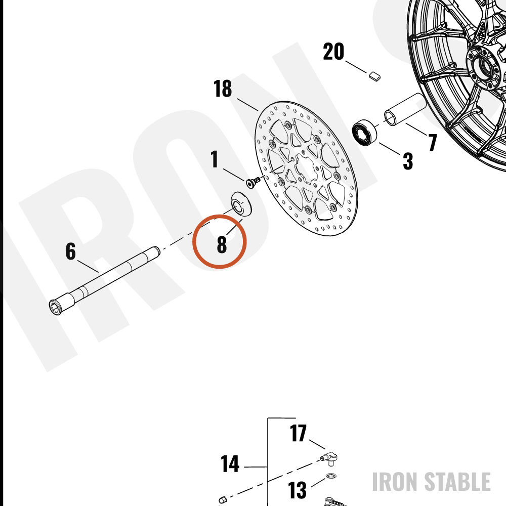 Harley-Davidson Spacer, Whl, Fr, Domed, Blk