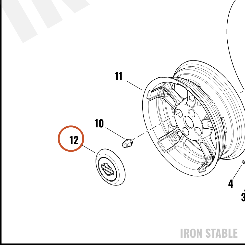 Harley-Davidson Hubcap Assembly, Snap-In