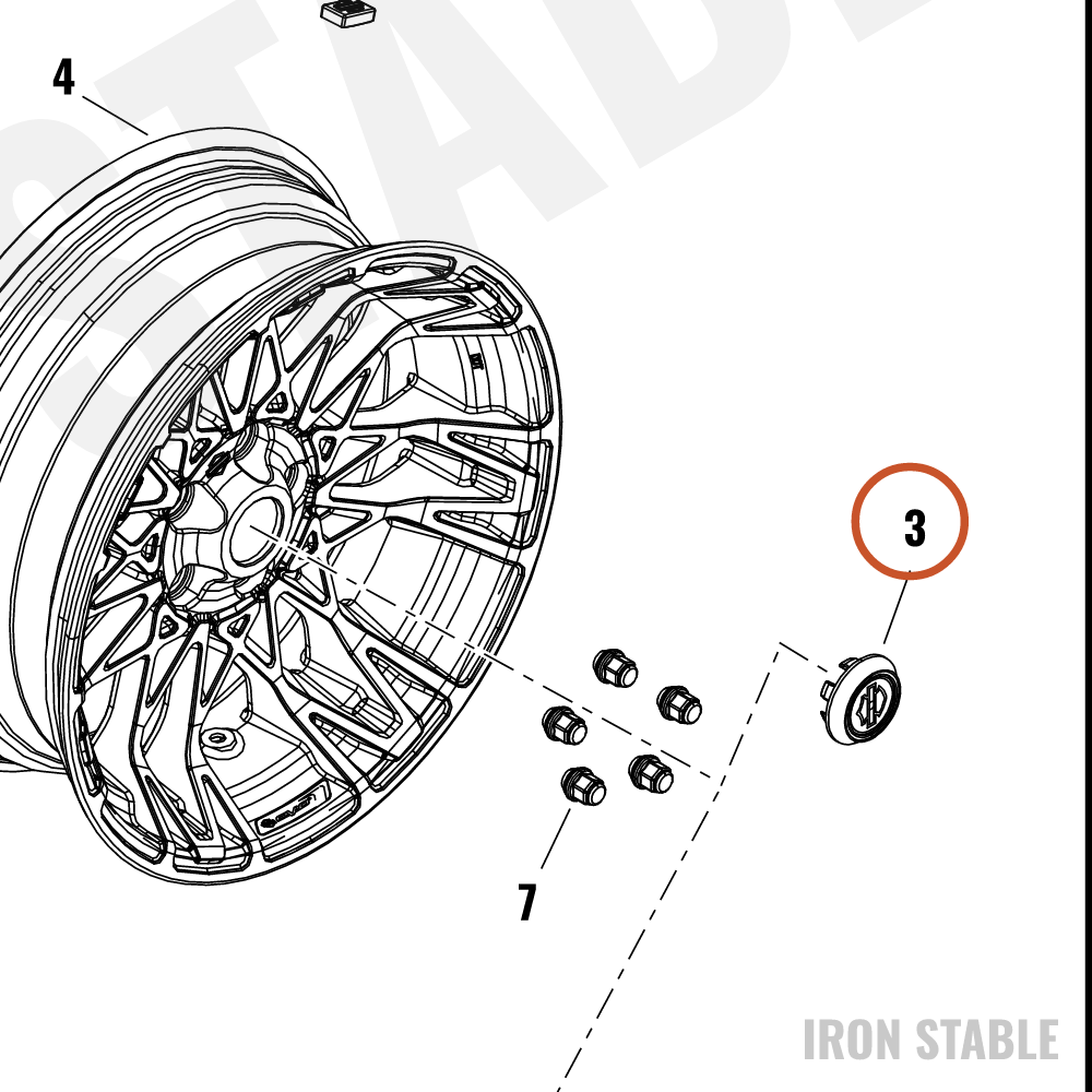 Harley-Davidson Whl Sub-Component, Hub Cap Assembly, Bla
