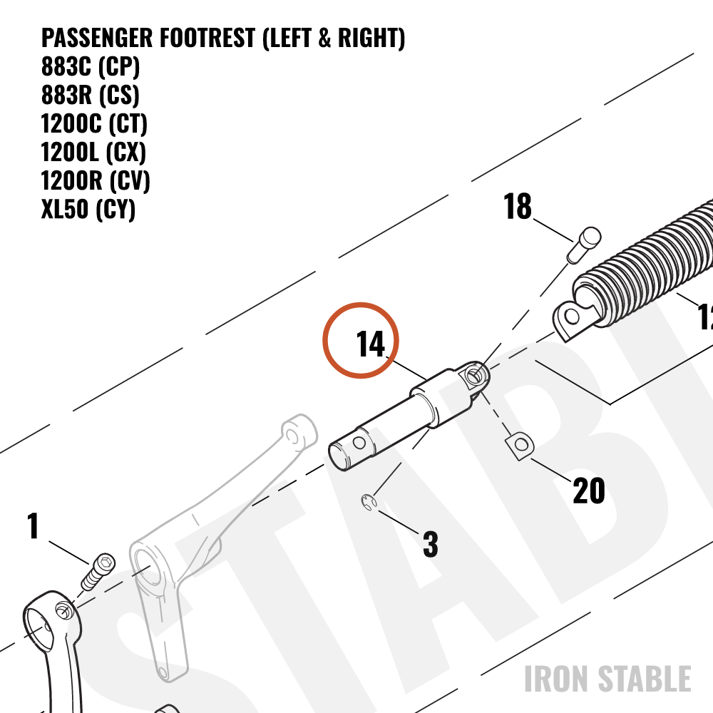 Harley-Davidson Clevis, Rider-Footpeg, Chrome