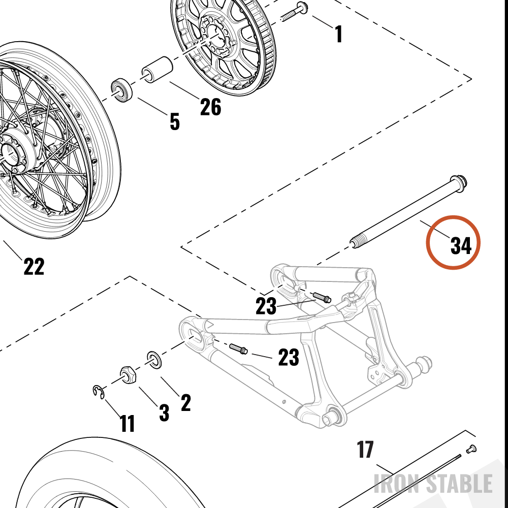 Harley-Davidson Axle, Rr, Assembly, Narrow