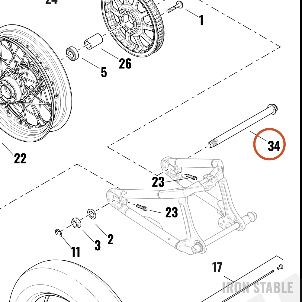 Harley-Davidson Axle, Rr, Assembly, Wide