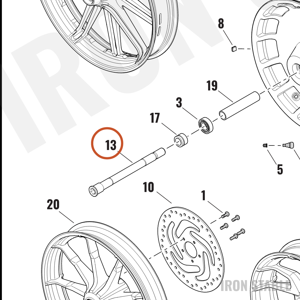 Harley-Davidson Axle, Fr, 9.87inch, Fork, Width