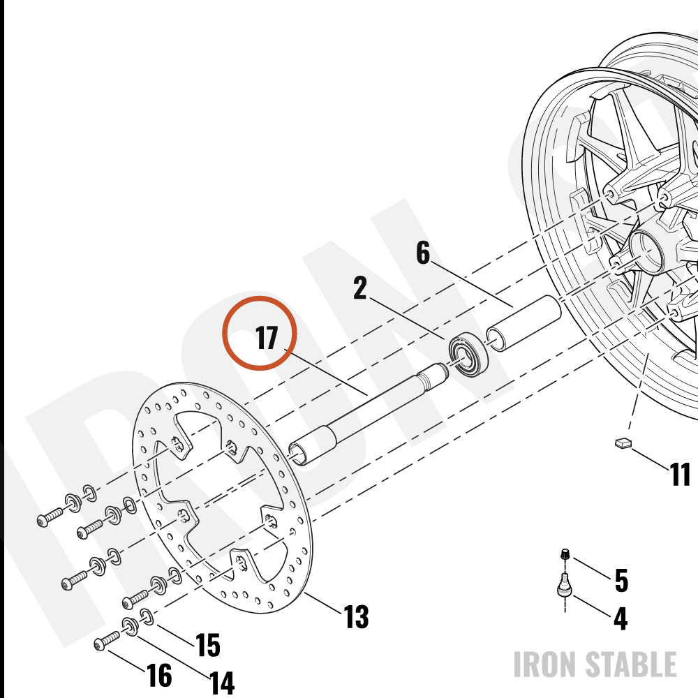 Harley-Davidson Axle, Fr, Hollow
