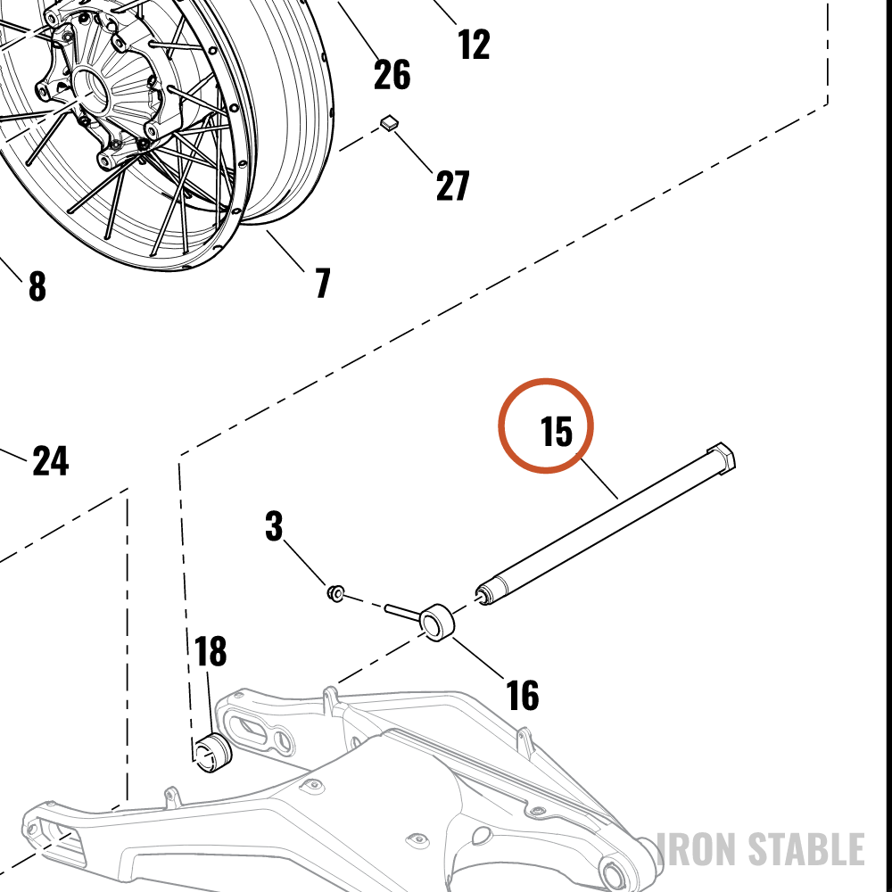 Harley-Davidson Axle, Rr, Assembly, Plated