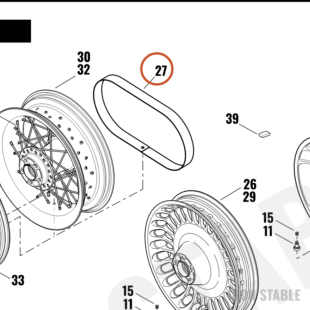 Harley-Davidson Rim Strip, 16 In, Dunlop, Ctrvalv