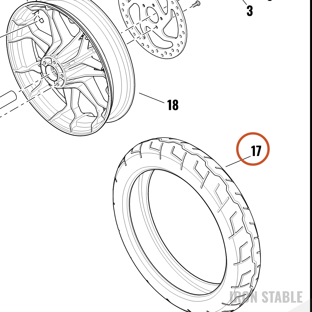 Harley-Davidson Tire, Fr, 120/70r17, Mich, Co-Bran
