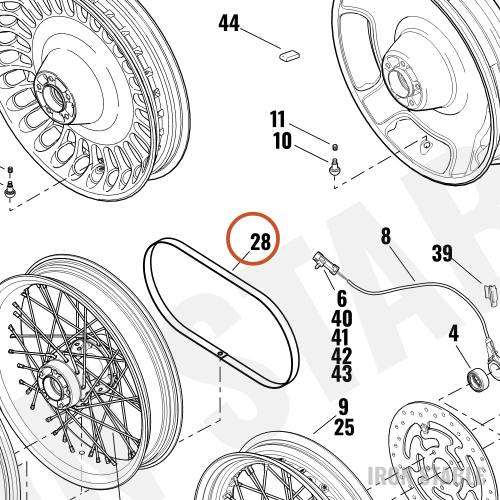 Harley-Davidson Rim Strip, 16/0 Deg Offset