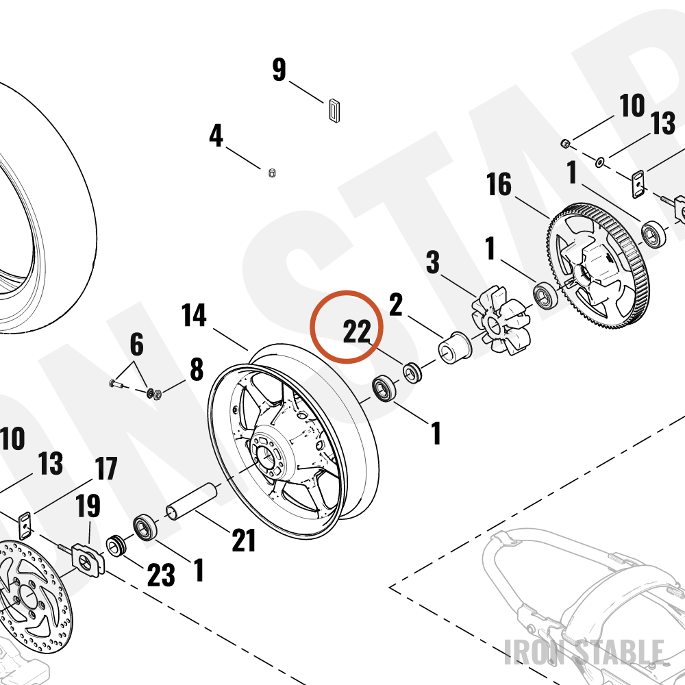 Harley-Davidson Spacer, Lh/Rr Whl