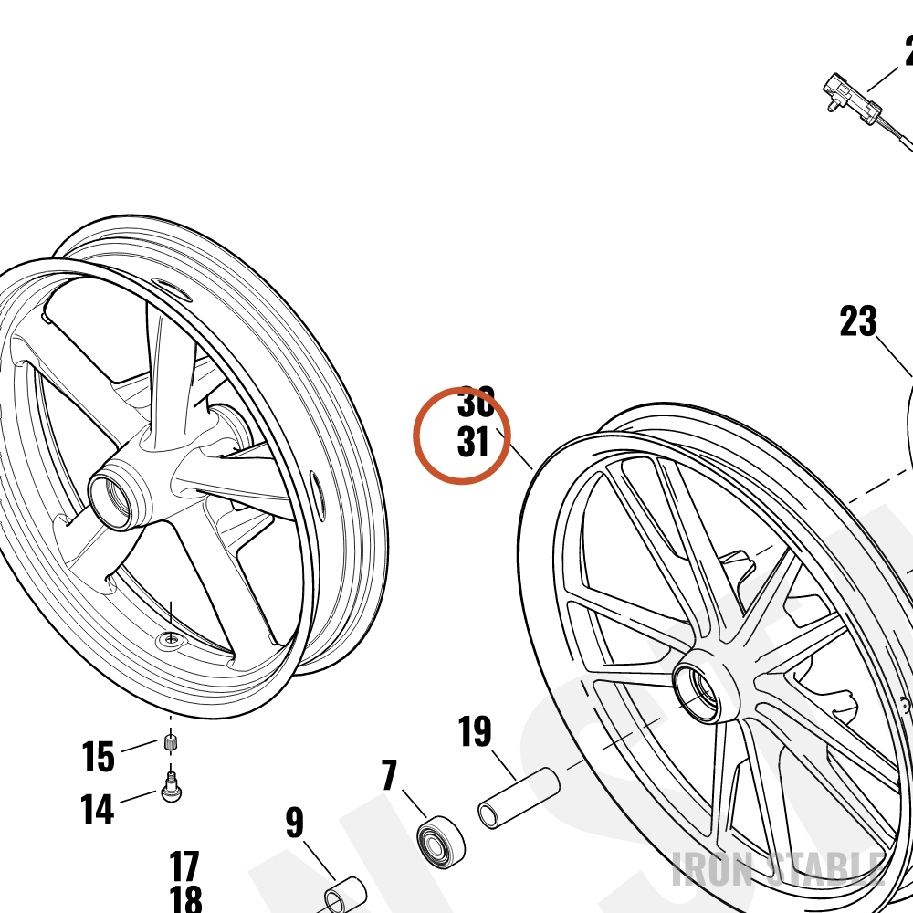 Harley-Davidson Whl, Fr, 5spk, Blk, 19x2.5