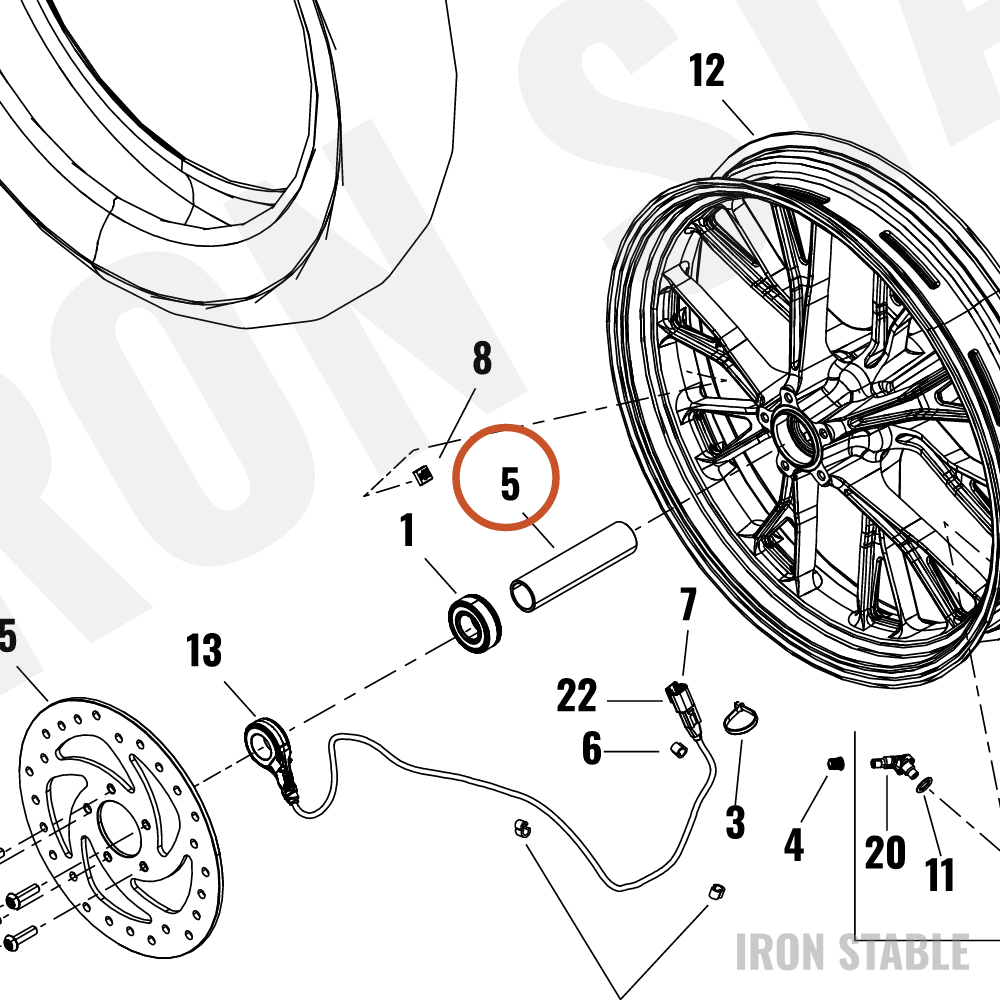Harley-Davidson Spacer, Fr Whl Bearing, Plated