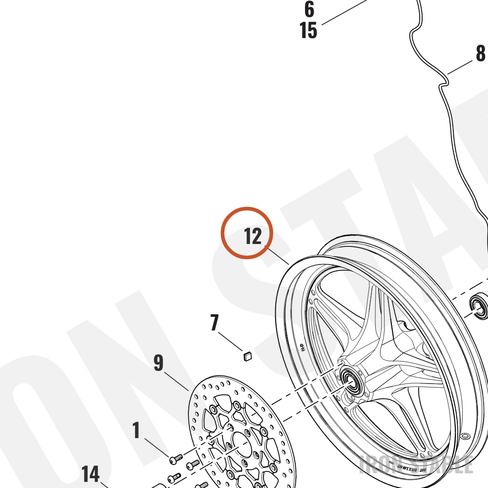 Harley-Davidson Whl, Fr, S/5spk, Dual, Blk, 19x3