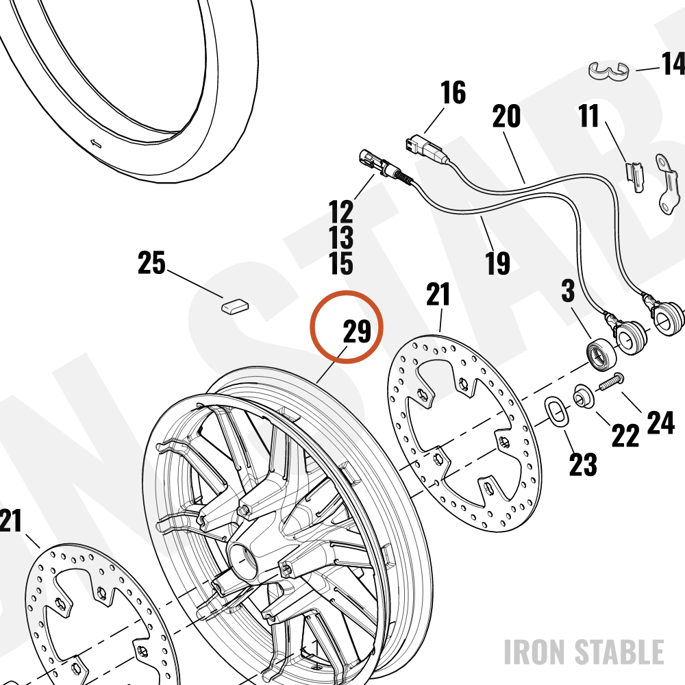 Harley-Davidson Whl, Fr, 10spk, Blk, 17x3, Tpms